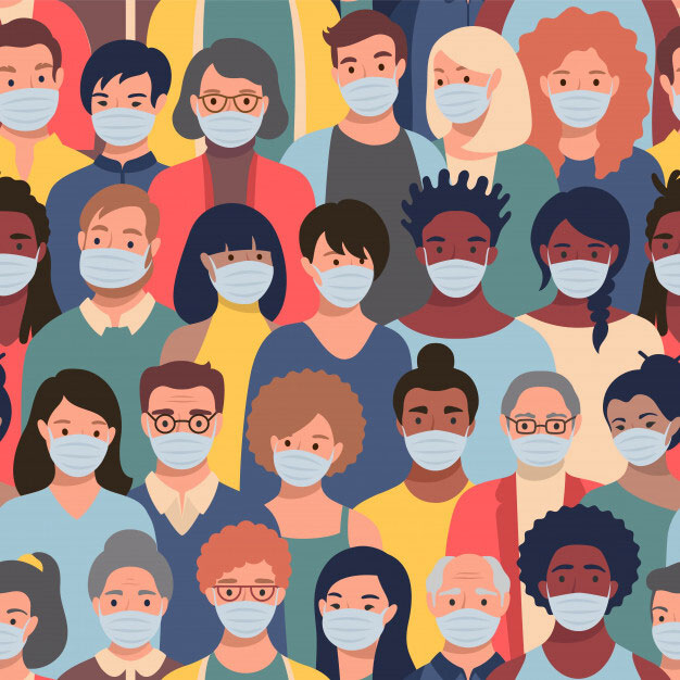 graphic of people wearing masks