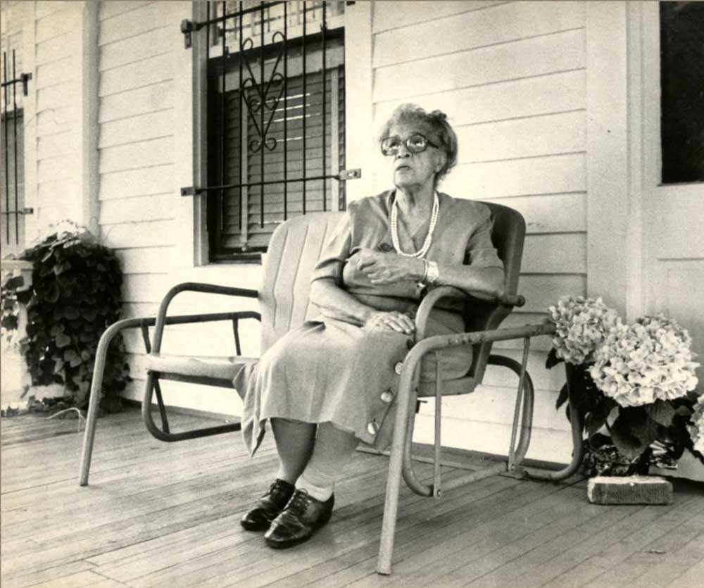 historic image of modjeska simkins on her porch